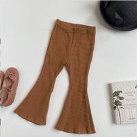 Spring And Summer New Girls' Cotton Sunken Stripe Elastic Band Fashion Retro Horn All-matching Pants