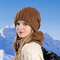 Women's Hat Scarf Set Outdoor Cold-proof Warm Knitted Hat Earmuffs