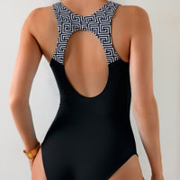 Figure-flattering, Slimming Geometric-panel Professional Swimwear