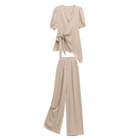 Fashionable Elegant And Capable Wide-leg Pants Two-piece Set For Women