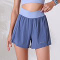 High Waist Anti-exposure Fake Two-piece Sports Shorts