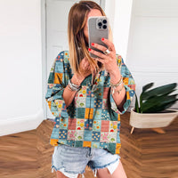 Women's European And American Printed Loose Chiffon Shirt