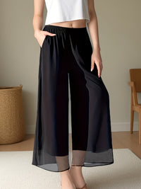 Casual Chiffon Wide-leg Pants A Trendy Loose-fitting Must-have Style For Laid-back Looks