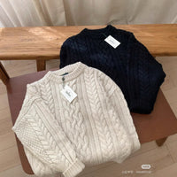 Thickened Loose Lazy Wear Slim Solid Color Knitted Sweater