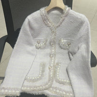 New French-style Chic Knit In Faux Mink Velvet For Spring And Autumn