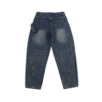 Retro Heavy Washed Oblique Placket Pocket Design Cargo Jeans