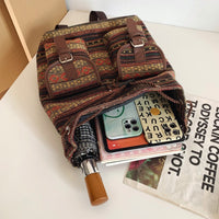 Large Capacity Contrast Color Scheme National Style Trendy Backpack