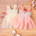 Baby Girl Smocking Sling Butterfly Mesh Baby's Gown