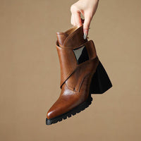 Retro Soft Sole Chunky Heel Ankle Boots For Women