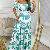 European And American-style Slim-fit Elegant Printed Dress