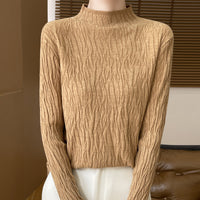 Knitted Jacquard Long-sleeved Sweater For Women As Base Layer