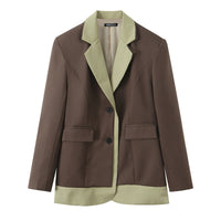 Womens Casual Irregular Hem Patchwork Blazer