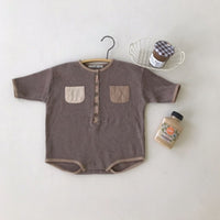 Spring And Autumn Waffle Jumpsuit Double Pocket Trendy Cute Onesie Japanese Romper Romper Romper