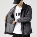 Denim Loose Spring And Autumn Trendy Workwear Jacket Top Denim Short Gown Men