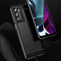 For Moto G20 Phone Case Brushed Carbon Fiber Protective Cover