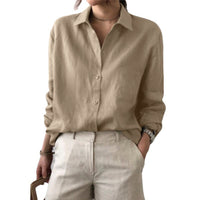 Solid Color Shirt Women's Retro Top