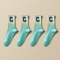 Letter Women's Winter Cotton Medium Socks