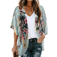 New Beach Bikini Sun Protective Blouse Vacation Chiffon Printed Cardigan