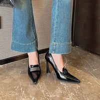 Retro Pointed Elegant Women's Commuting Stiletto Patent Leather High Heels