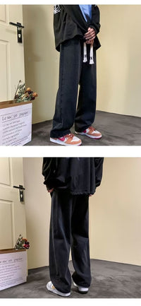 Japanese-style Drawstring Elastic-waist Jeans For Men