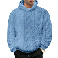 Men's Casual Jacquard Double-Sided Fleece Hoodie Top