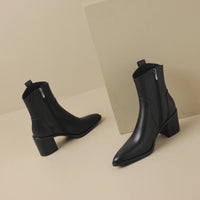 Women's Vintage Mid-Calf Western Cowboy Boots In Full Leather AutumnWinter Style