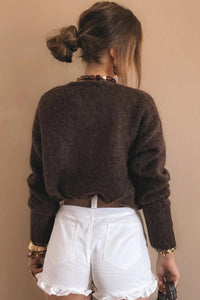 Loose Metal Buckle Sweater Cardigan Coat Women