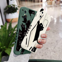 Straight Edge Liquid Silicone Accompanying Reading Kitten Lens All-inclusive Anti-fall Phone Case