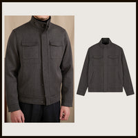 Short, Casual Wool-blend Coat With A Stand-up Collar