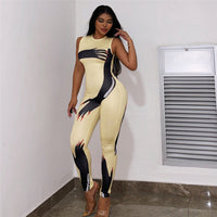 Women's Fashion Casual Printing Slim Fit Hip Raise Jumpsuit