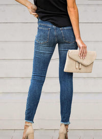 Temperament Commuter Ripped Jeans Women's Feet Pencil Pants