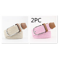Women's Canvas Belt Student Pants Casual Stretch Braided Needle Buckle