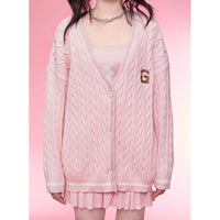 Diamond Vest Spaghetti Straps Knitted Cardigan Coat Three-piece Set