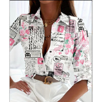 Fashion Casual Shirt Digital Printing Lapel Long Sleeve Shirt