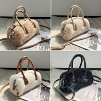 Tote Bag With A Vintage Niche Design Featuring Intricate Faux Mink Fur Detailing