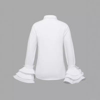Women's Solid Color Slim Casual Ruffle Sleeve Shirt Top