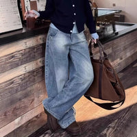 American Retro Loose Straight Machete Jeans