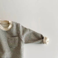 Korean Style Spring And Autumn New Men And Women Baby Striped Long-sleeve Jumpsuit