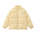 English Letters Printed Street Stand Collar Two-way Loose Zip Cotton-padded Coat