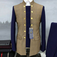 Men's Double Row Gold Buckle Full Suit Casual Groomsmen Banquet Suit
