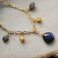 Natural Stone Handmade Waterdrop Pendant Gold-Plated Chain Short Clavicle Necklace