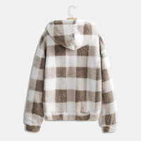 Fashionable Casual Zip-up Plush Hoodie With Long Sleeves