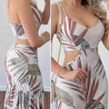 Casual All-Match Botanical Large Floral Print V-Neck Slip Dress