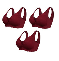 3-piece Front-closure Plus-size Lace Bralette Without Underwire