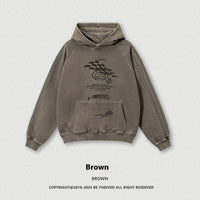 Washed-out Vintage Hooded Sweater For Men