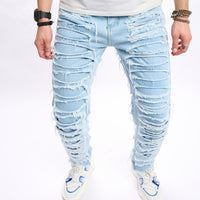 Simple Solid Color Ripped Skinny Jeans