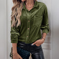 Autumn Cardigan Lapel Velvet Solid Color Long-sleeved Shirt