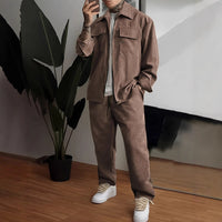 Men's Long Sleeve Lapel Shirt Trousers Suit
