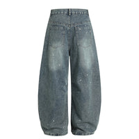 Niche American Retro Splash-ink Embroidered Machete Jeans