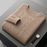 Men's Double-strand Thickened Jacquard Knitted Sweater Casual Business Warm